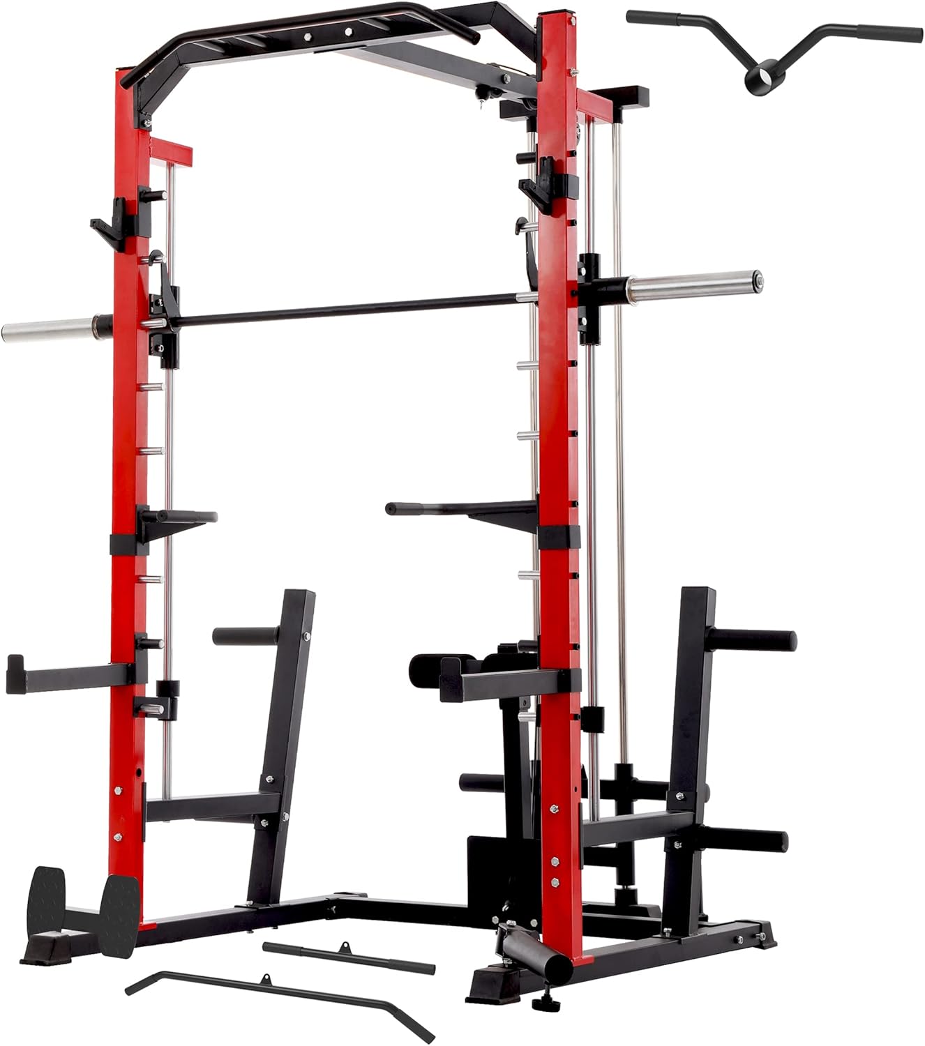 MAJOR LUTIE Smith Machine, Power Cage with LAT Pull-Down Pulley System and Squat Rack for Total Body Training Garage & Home Gym Equipment
