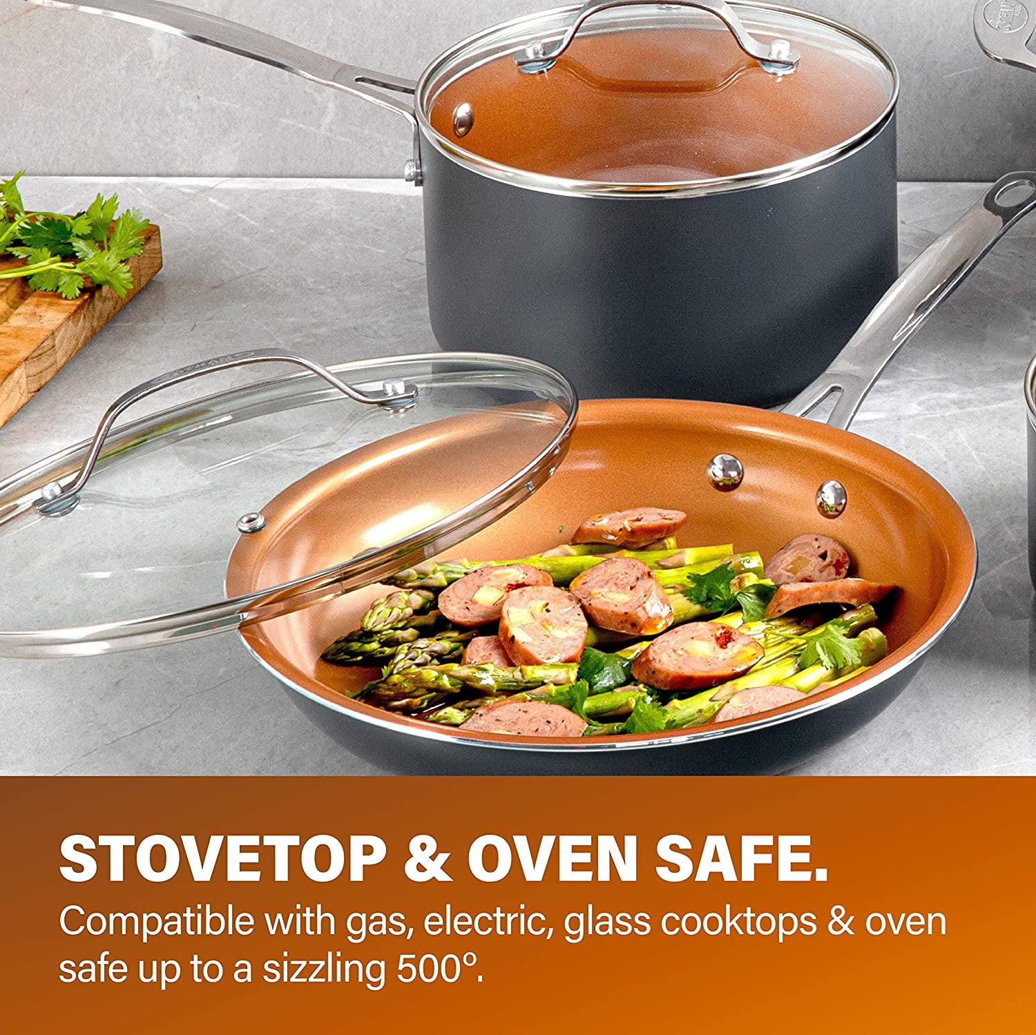 Gotham Steel Pots and Pans Set, 12 Pieces Kitchen Set with Non-Stick Ti-Cerama Copper Coating – Includes Skillets, Fry Pans and Stock Pots, Ocean Blue