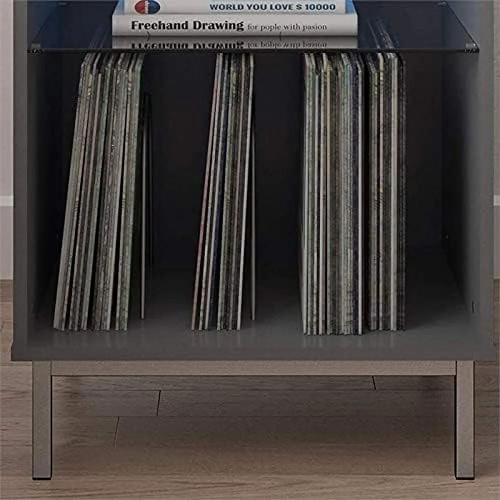 Contemporary Turntable Stand In Graphite Gray
