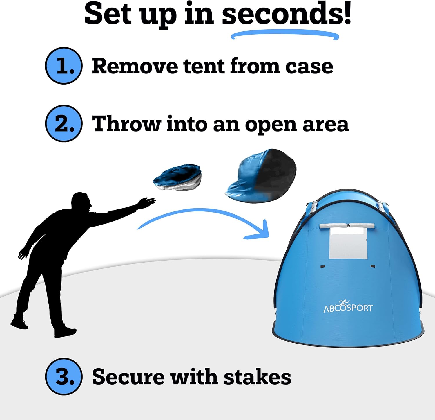 Pop-up Tent and Automatic Instant Portable Cabana Beach, Camping Tent Pop Up Shade Tent - Suitable for 2 People - 2 Doors - Water-Resistant, UV Protection Sun Shelter with Carrying Bag (Sky Blue)