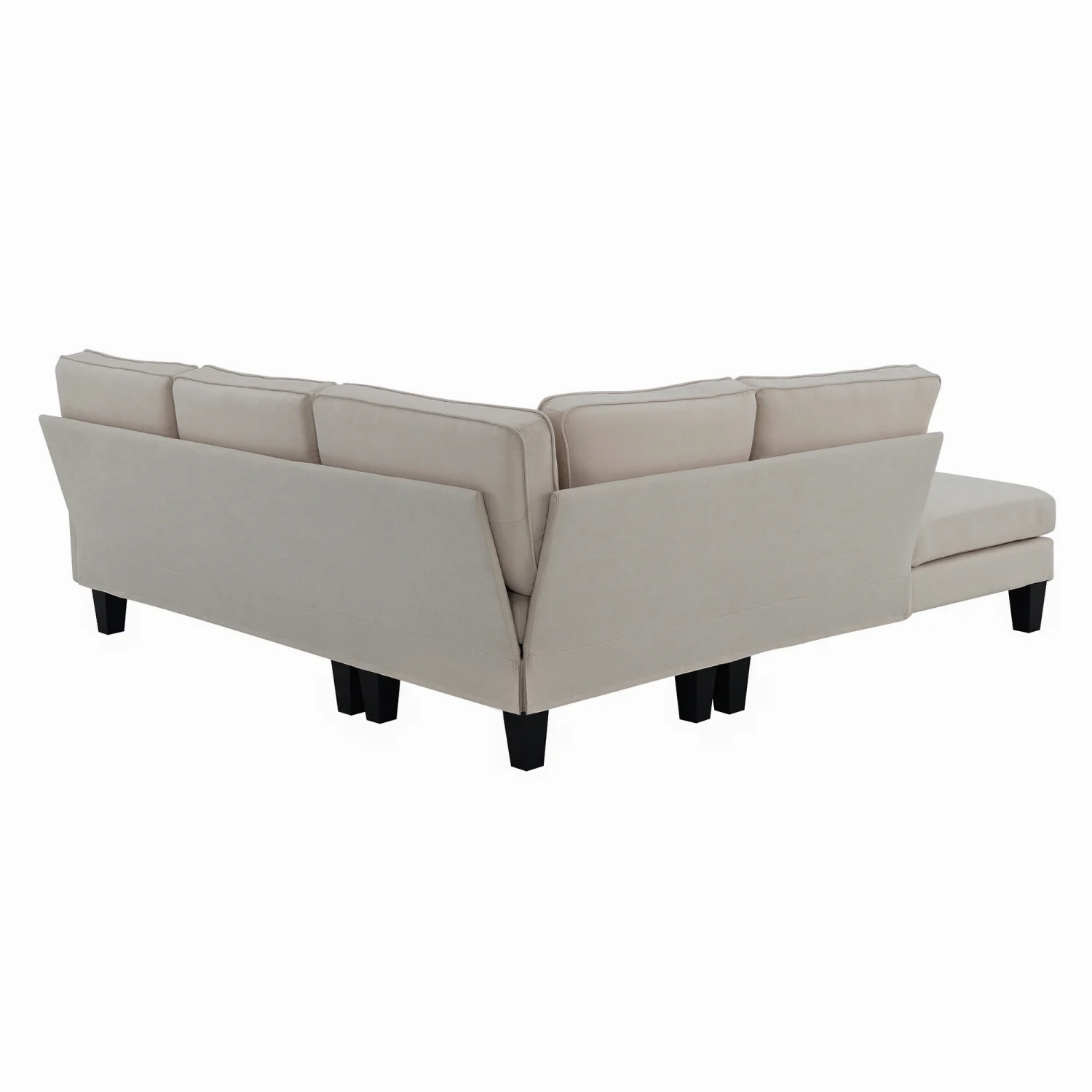 THINK 30,90L * 88W" Terry Fabric Modern L Shape Sectional Sofa,5 Seat Beige Practical Couch Set With Recliner,Simple Indoor Furniture With 3 Pillows for Living Room,Apartment,Office,Bedroom