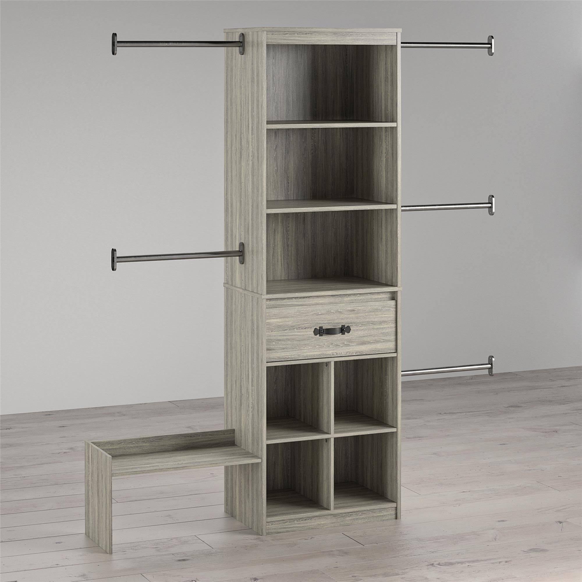 Little Seeds Nova Grow with Me Adjustable Kids Closet Organizer System - Grey Oak