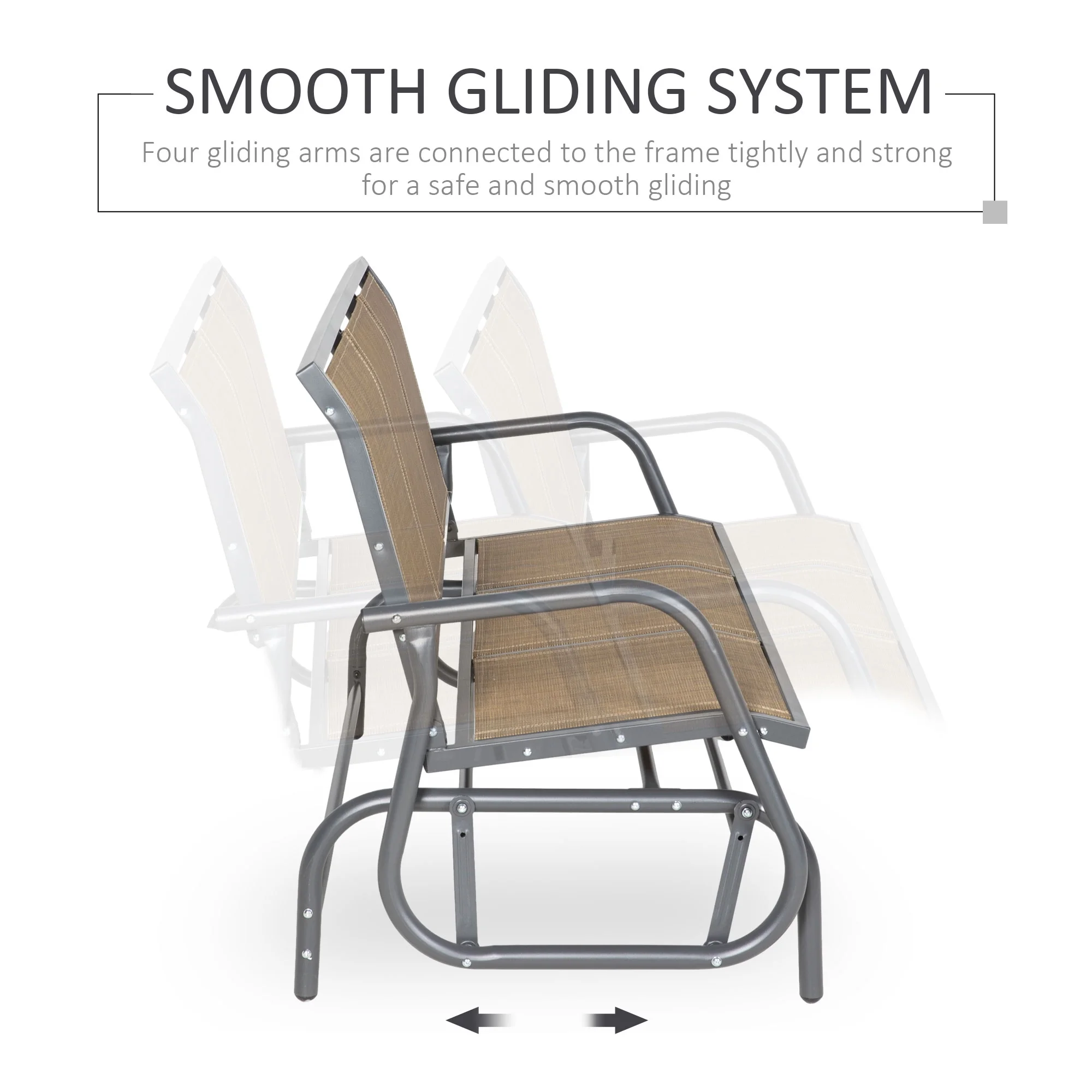 Outsunny Outdoor Glider Bench for 3 with Breathable Mesh Fabric, Brown