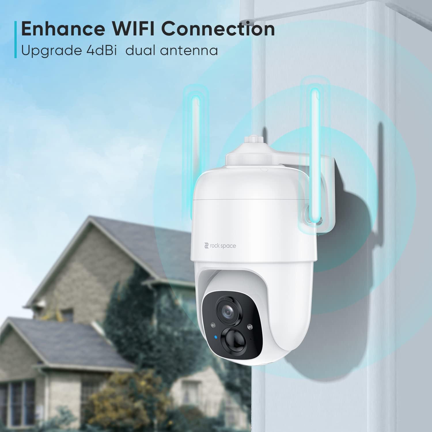 Security Cameras Wireless Outdoor, 360&deg; View WiFi Camera Outdoor Wireless with Spotlight, 1080P PTZ Camera for Home Security, Color Night Vision