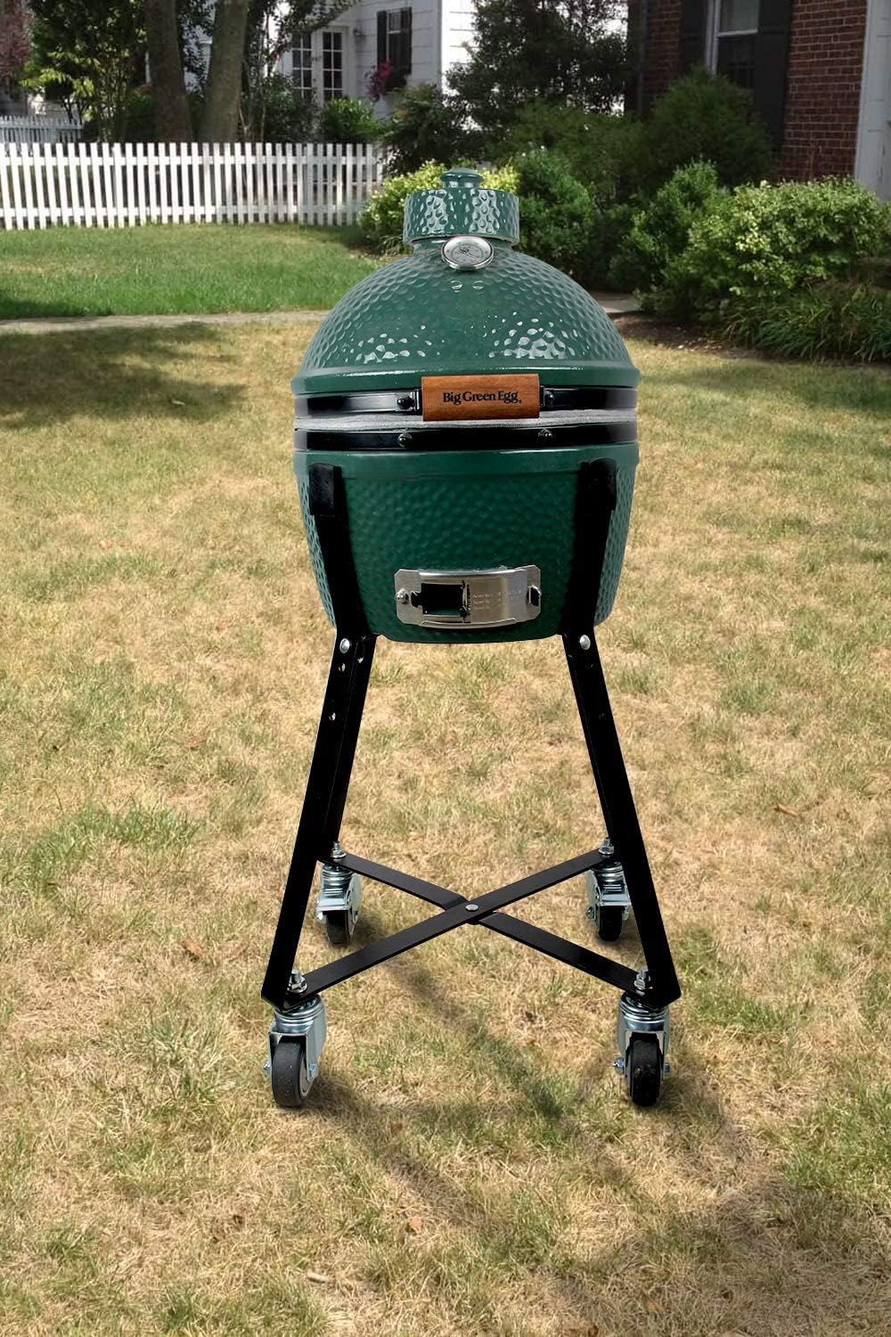 Dracarys Rolling Cart for Big Green Egg Accessories Rolling Nest with Heavy Duty Locking Caster Wheels Powder Coated Steel Rolling Outdoor Cart for Large Big Green Egg Kamado Joe Grill Stand