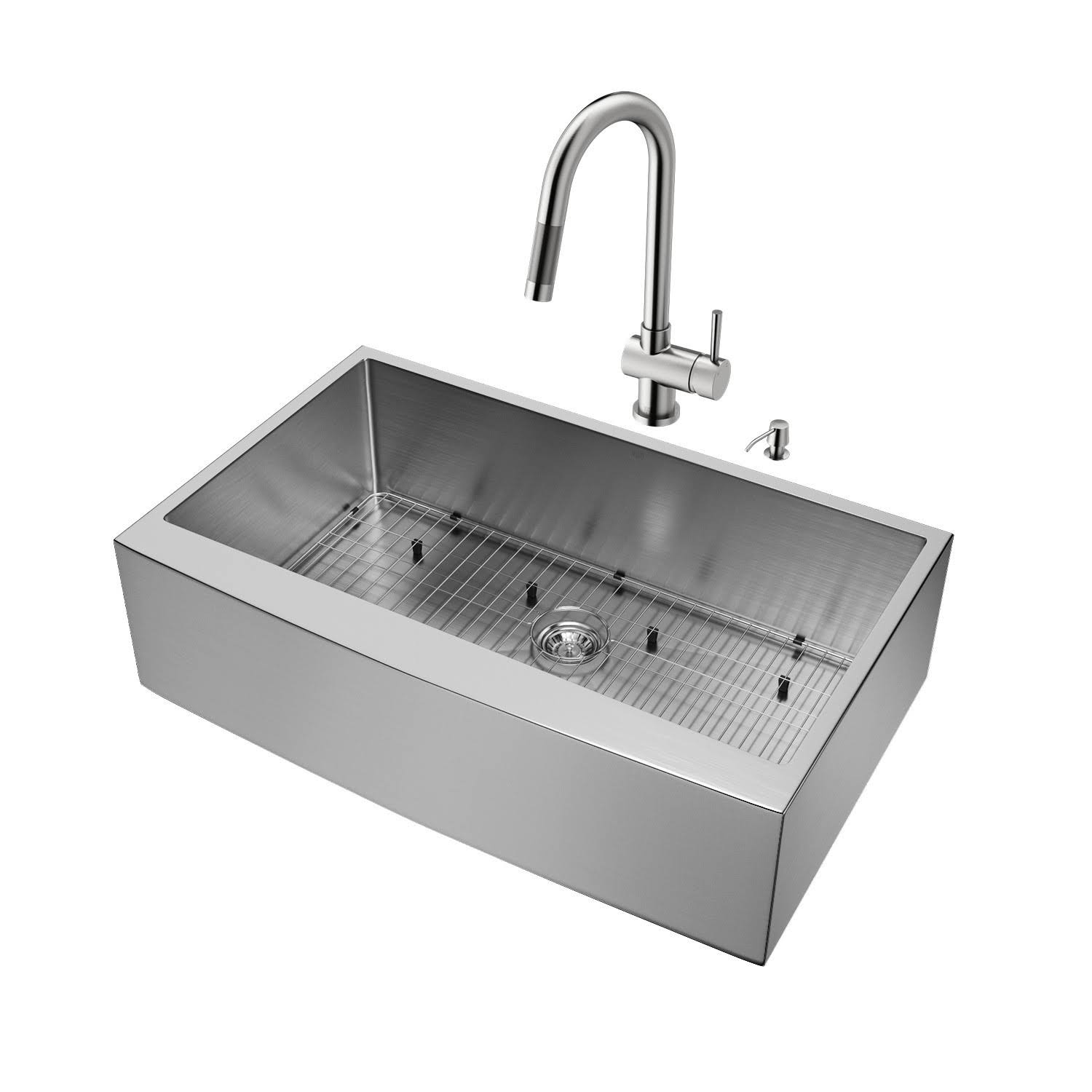 Vigo VG15258 All in One 36-Inch Farmhouse Stainless Steel Kitchen Sink and Faucet Set