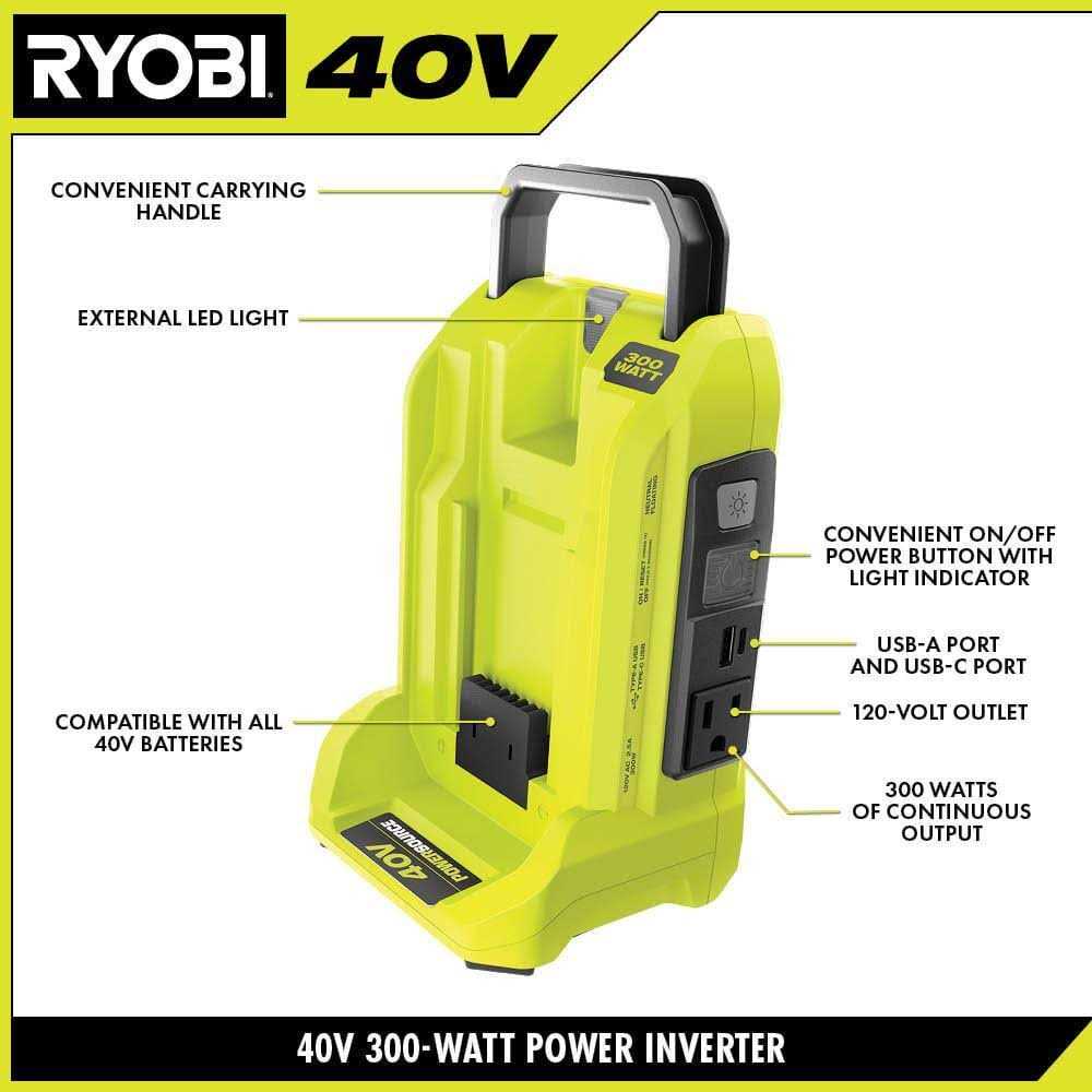 Ryobi 300-Watt Powered Inverter for 40-Volt Battery Ryi300bg - Shop Hardware Tools Online Store