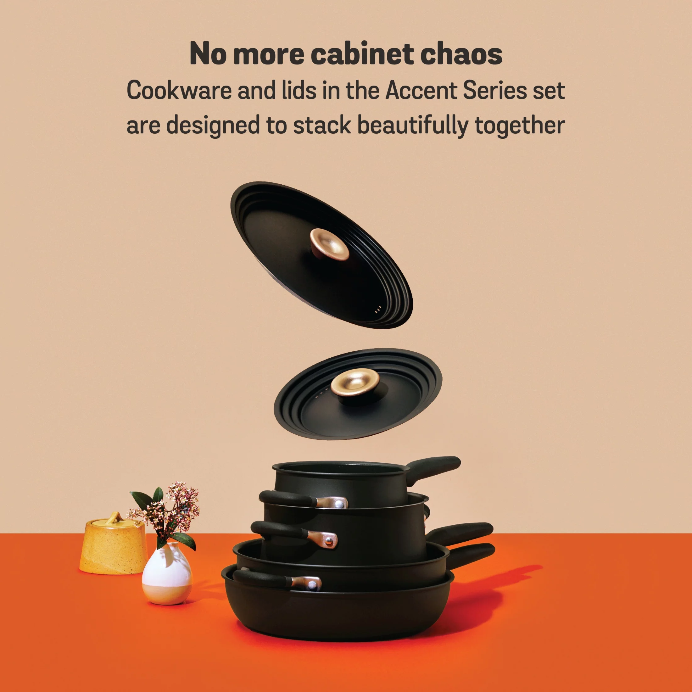 Meyer Accent 6 Piece Hard Anodized and Stainless Steel Pots and Pans Set, Matte Black
