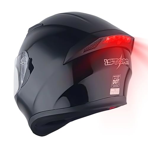 1Storm Motorcycle Full Face Dual Visor Helmet Bundle with Spoiler and Motorcycle Bluetooth Headset: HJK316 Matt Black