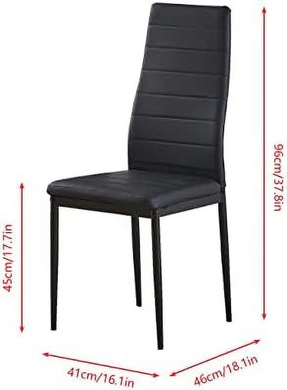 KHBIULIFE 4HOMART Yvonne&amp;F.L..M. Modern 5 Pieces Black Dining Table with Chairs for 4 People Glass Tempered Dining Table and Kitchen Chairs Set of 4 Faux Leather for Small Apartment H