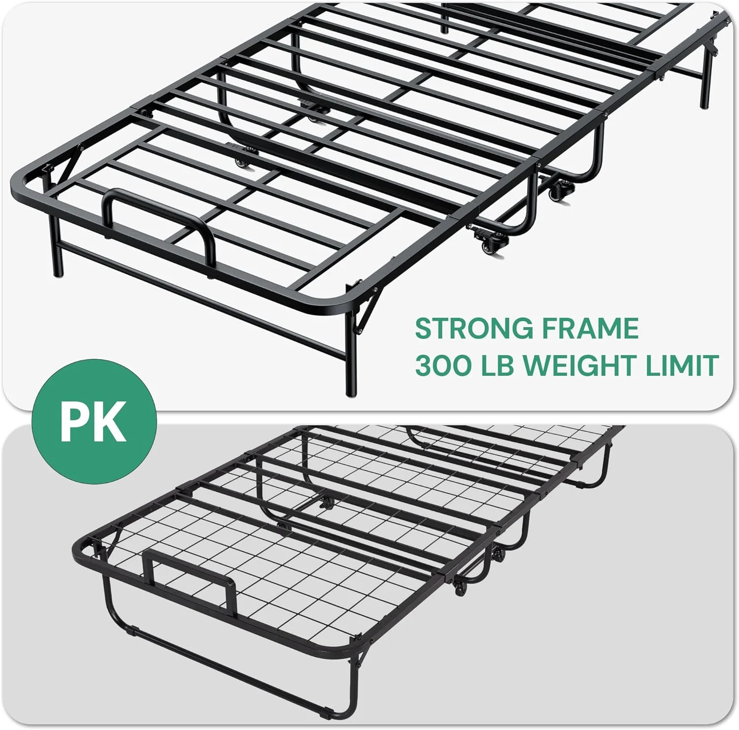 Folding Bed with Mattress, 75" x 31", Rollaway Bed Guest Bed Portable Foldable Extra Bed for Adults, Fold up Bed with 5" Memory Foam Mattress, Space-Saving Sturdy Metal Frame (Cot Size)