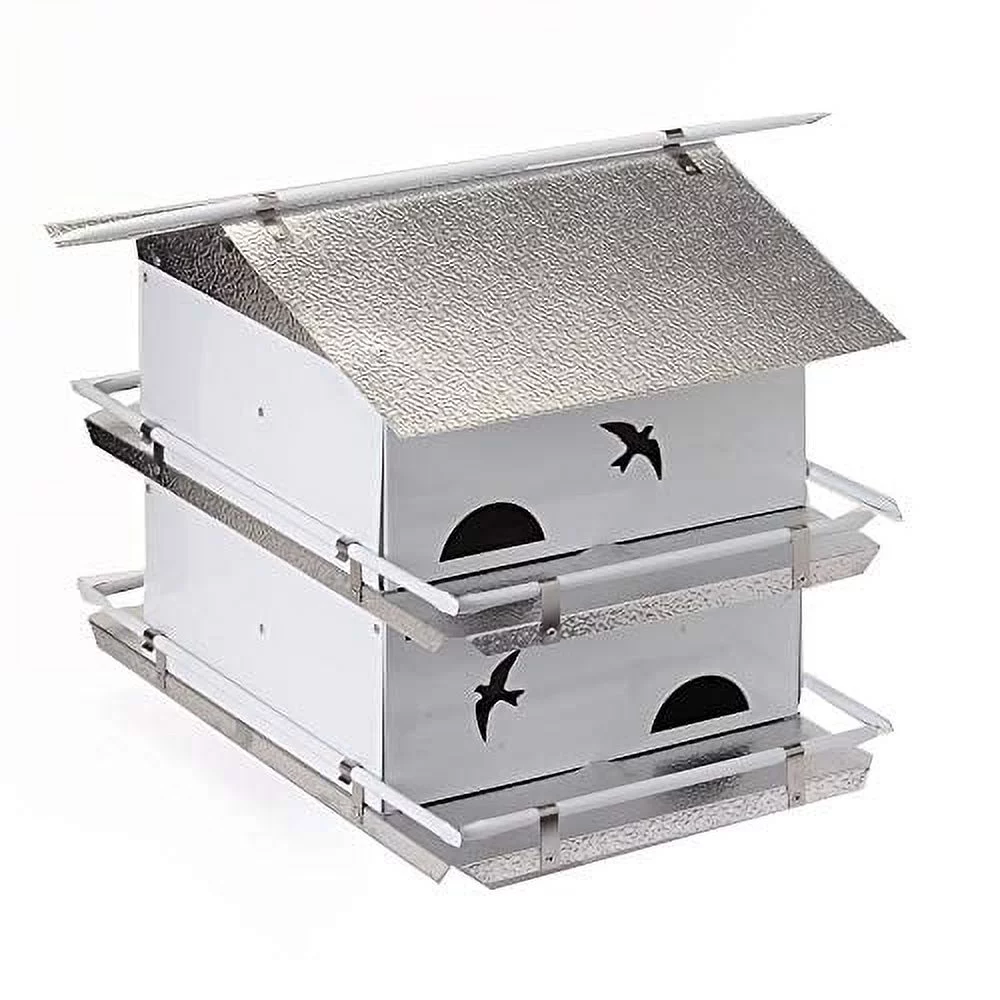 Birds Choice PMW2 Watersedge Purple Martin House 2 Floor/4 Room, Bird House, Small, White/Grey - Curated Treasures Market