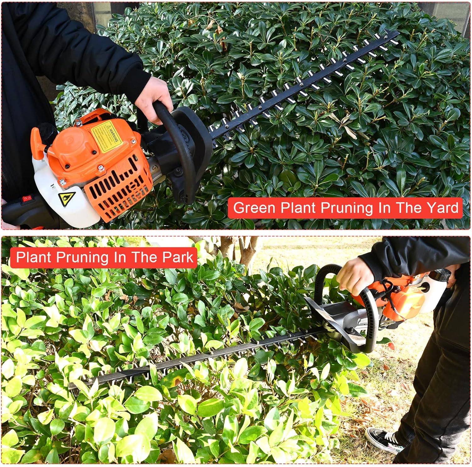 23.6cc Gas Hedge Trimmer, Pokytcox Cordless Trimmer 24" 2 Cycle Recoil Gasoline Trim Blade, Blade Double-Sided w/ Some Accessories