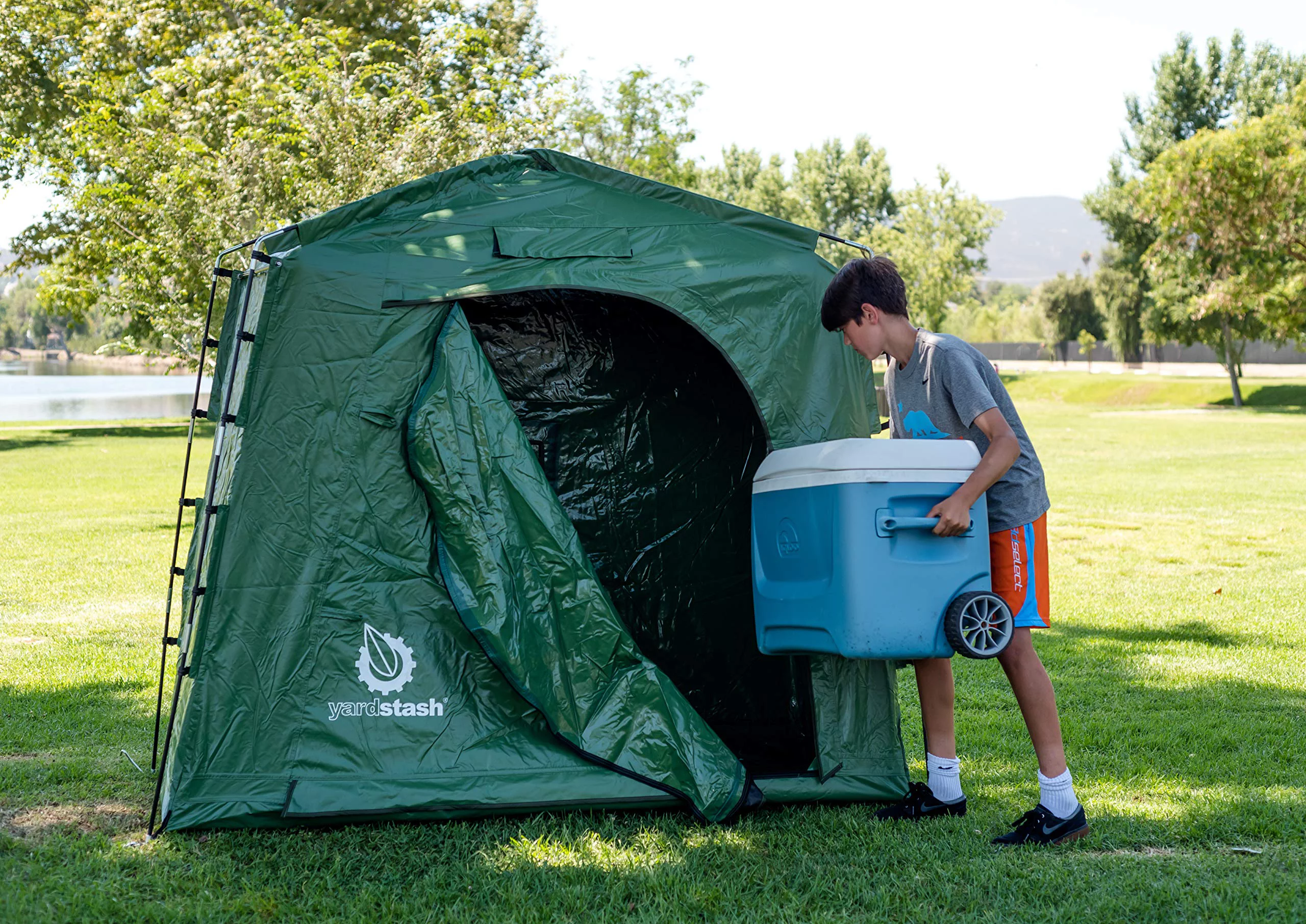 The YardStash IV: Heavy Duty, Space Saving Outdoor Storage Shed Tent - 74" Wide x 32" Deep x 68" High