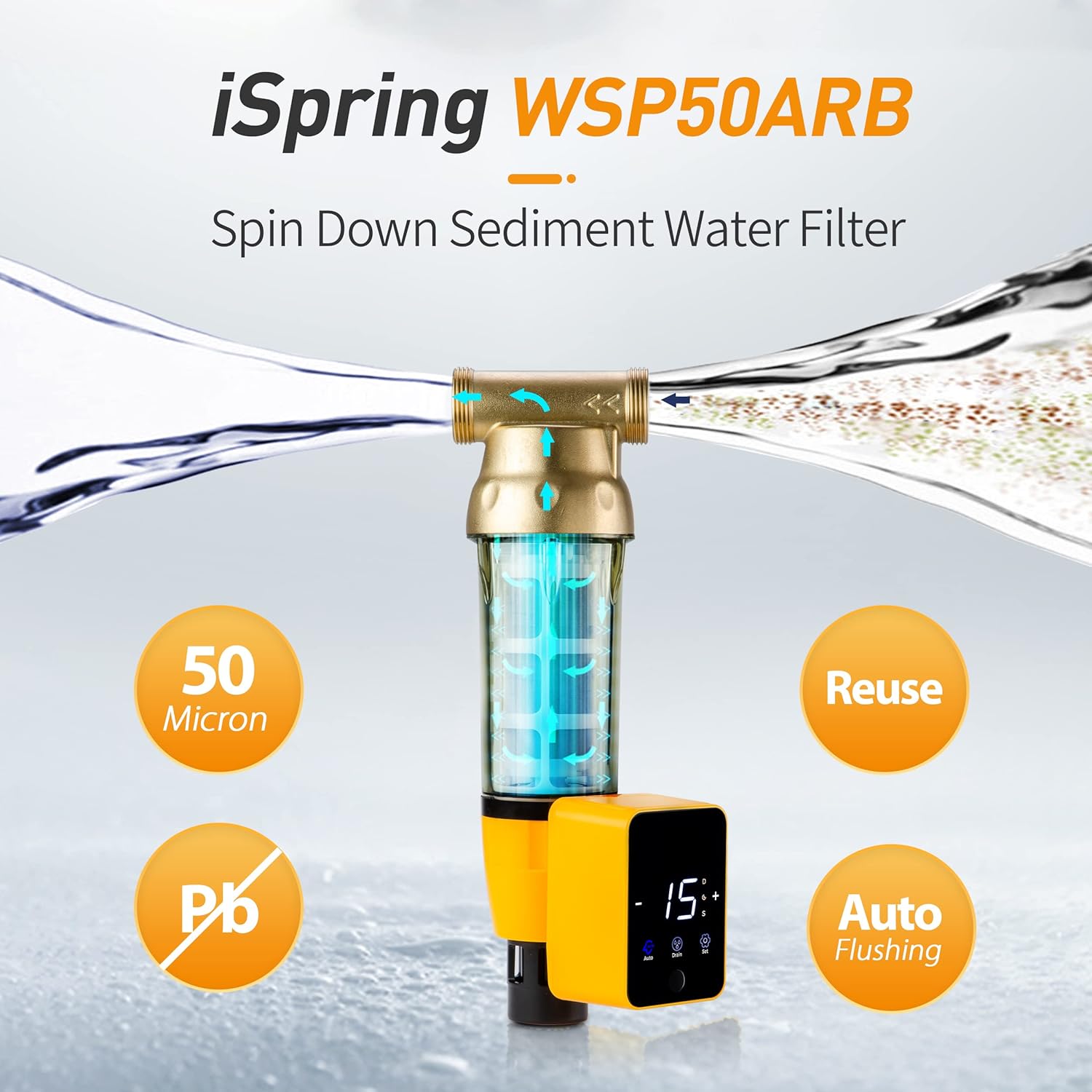 Express Water Ultimate Protection Whole House Water Filter System + iSpring WSP50ARB Spin Down Sediment Water Filter