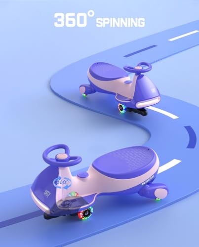 FanttikRide 12V N7 Pro Electric Wiggle Car with Pedal, Rechargeable Battery, CyberWiggle, 2 in 1 Swing Car, 2 Speed, Anti-Rollover, Flashing Wheels, Bluetooth, for Ages 3 and Up, 150 Lbs, Blue