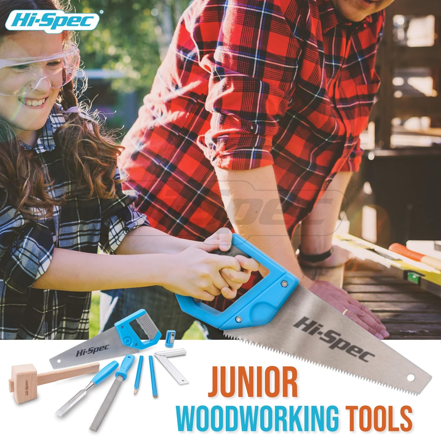 Hi-Spec 25 Piece Blue Beginners Tool Kit Set with Tool Box. Complete Carpentry Hand Tools for Kids and Adult DIY Starters Pack of 2