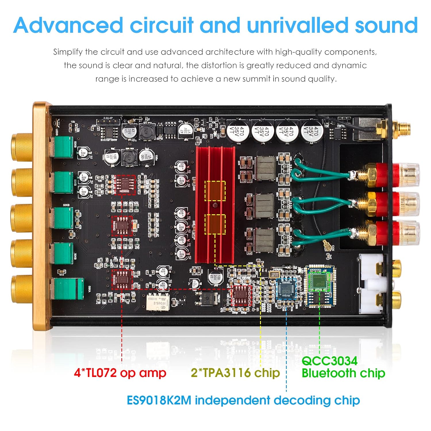HiFi 2.1 Channel Digital Amplifier Bluetooth 5.0 Receiver Mini Stereo Audio Amp