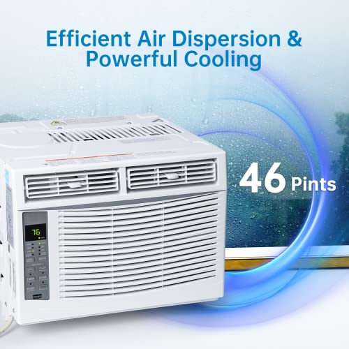 Adoolla Window Air Conditioner 6,000 BTU, Turbo Fast Cooling Up to 250 Sq.Ft. Flexible Window Opening(T Design), Window AC Unit with Remote & APP Control, Easy Install Kit, Auto Restart, 24H Timer