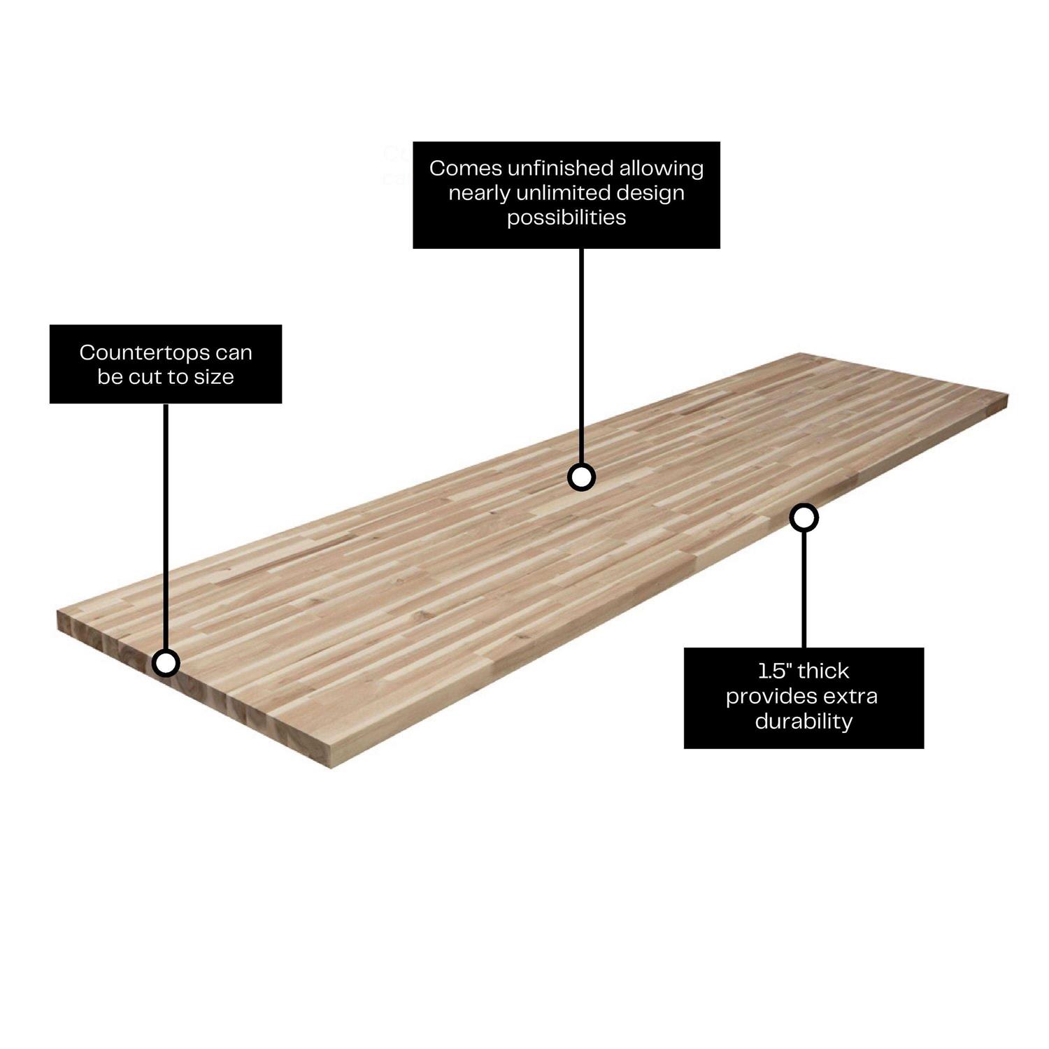 allen + roth 120-in x 25-in x 1.5-in Natural Straight Hevea Butcher Block Countertop - Shop Hardware Tools Online Store