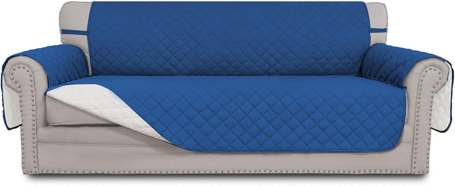 Easy-Going Sofa Slipcover Reversible Sofa Cover Water Resistant Couch Cover with Foam Sticks Elastic Straps Furniture Protector for Pets Kids Children Dog Cat (Sofa, Darkgray/Beige)