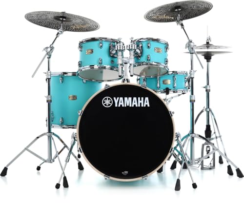 Yamaha Stage Custom Birch 5pc Shell Pack with a 22" Kick 14” Snare Drum in Matte Surf Green for Students and Working Drummers (SBP2F50MSG)