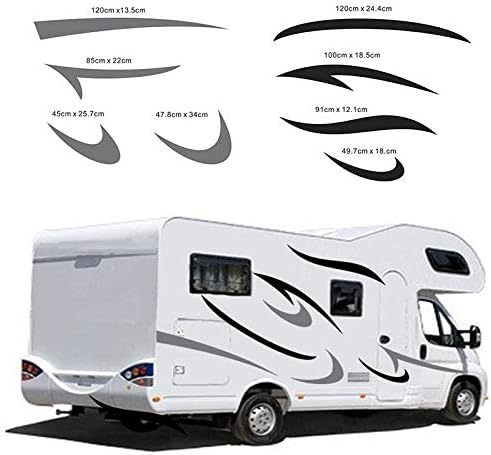 Amautolucky 2Pcs Motorhome Caravan Travel Trailer Camper Van Stripes Graphics one for Each Side) Vinyl Graphics Kit Decals Car Stickers Pack of 2
