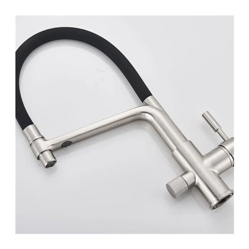 Kitchen Filter Faucet Pull Down Kitchen Faucet Dual Spout Filter Faucet Mixer 360 Degree Rotation Water Purification Feature Tap,Faucet for Kitchen