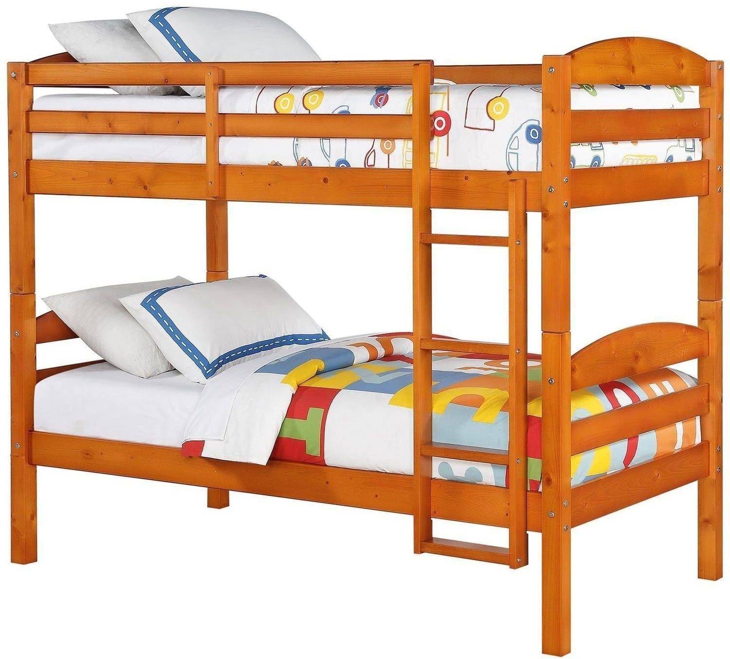Mainstays Twin Over Twin Wood Bunk Bed, Walnut