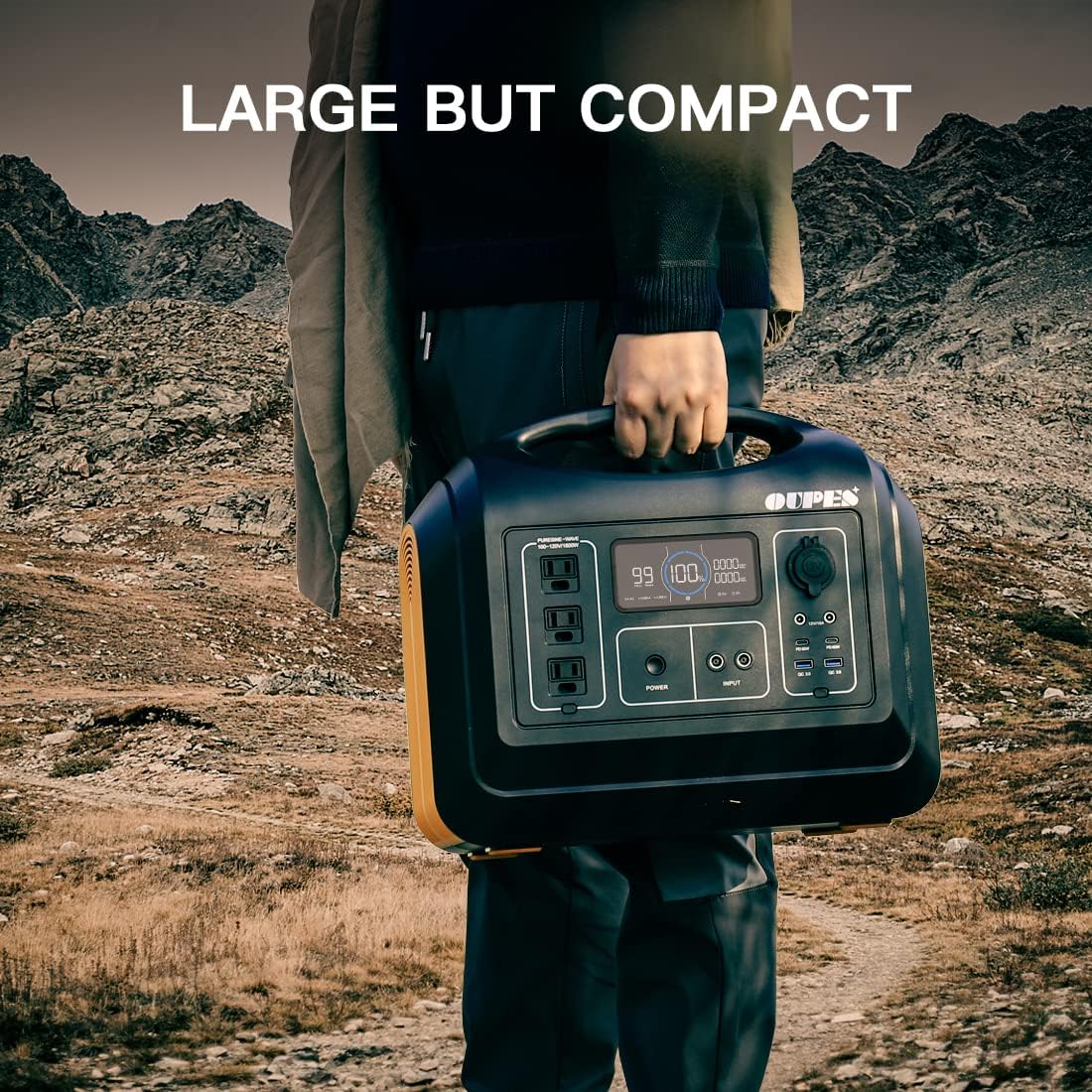 OUPES Solar Generator 1800W/1488Wh w/ 2 X 100W Foldable Solar Panel, Portable Power Station (Peak 4000W) 10 AC Outputs, LiFePO4 Battery w/ 3x 110V AC Outlets for Outdoors Adventure Travel Camping RV Emergency