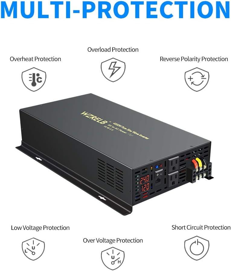 Pure Sine Wave Inverter 800Watt 12V DC to 110V 120V Power Inverter with Remote Control Dual AC Outlets for CPAP RV Car Solar System
