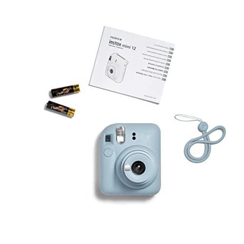 Fujifilm Instax Mini 12 Instant Camera Pastel Blue with 40 Sheets Fujifilm Instax Mini Film Bundle, Sunshine Photo Microfiber Cleaning Cloth Included