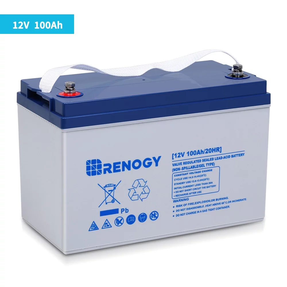 Renogy 12V 100AH Deep Cycle Hybrid Gel Battery, Rechargeable for Solar Wind RV Marine Camping UPS Wheelchair Trolling Motor, Maintenance Free - Curated Treasures Market