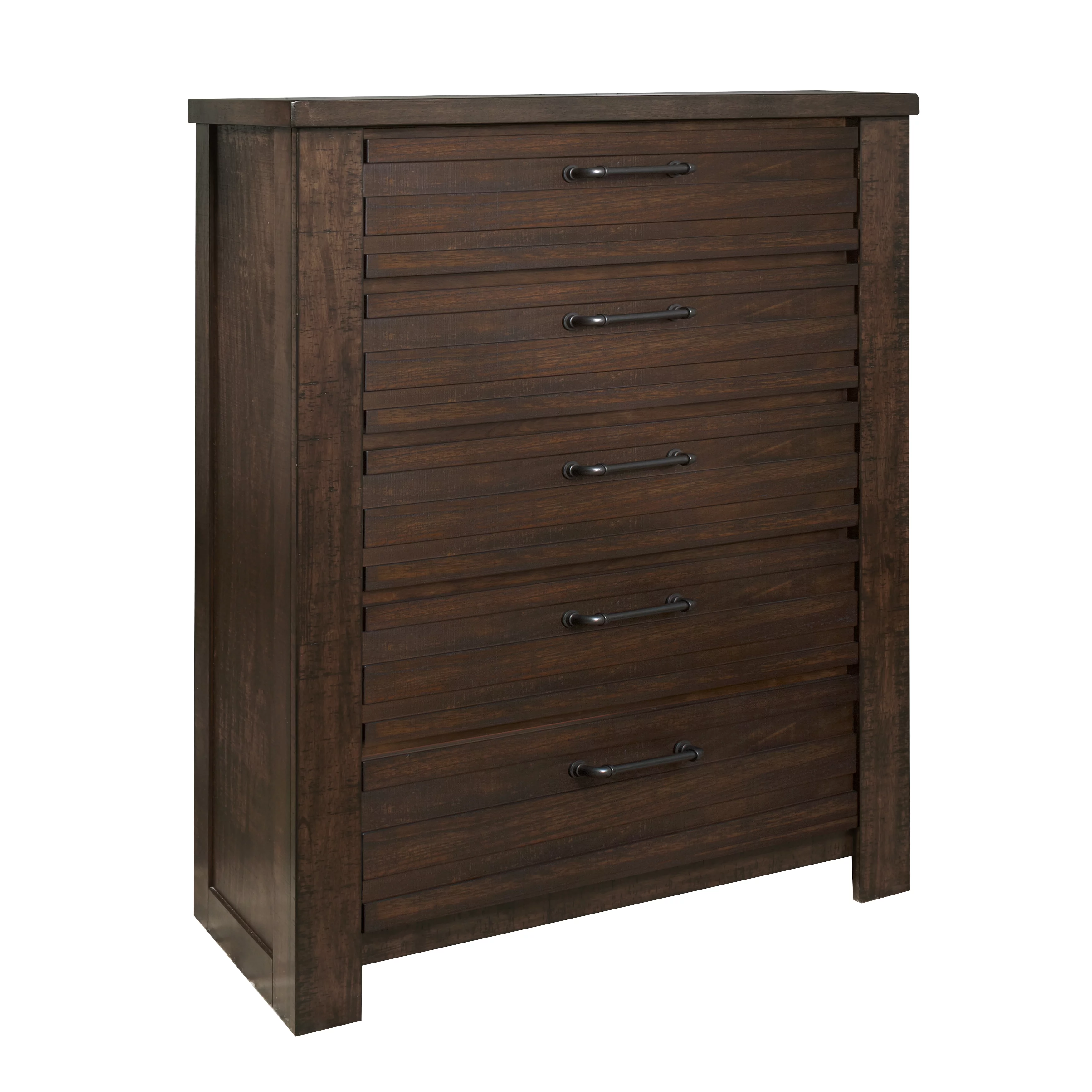 Sedona Transitional Wood Bedroom Set, Panel King Bed with Dresser, Mirror, Nightstand, Chest in Espresso