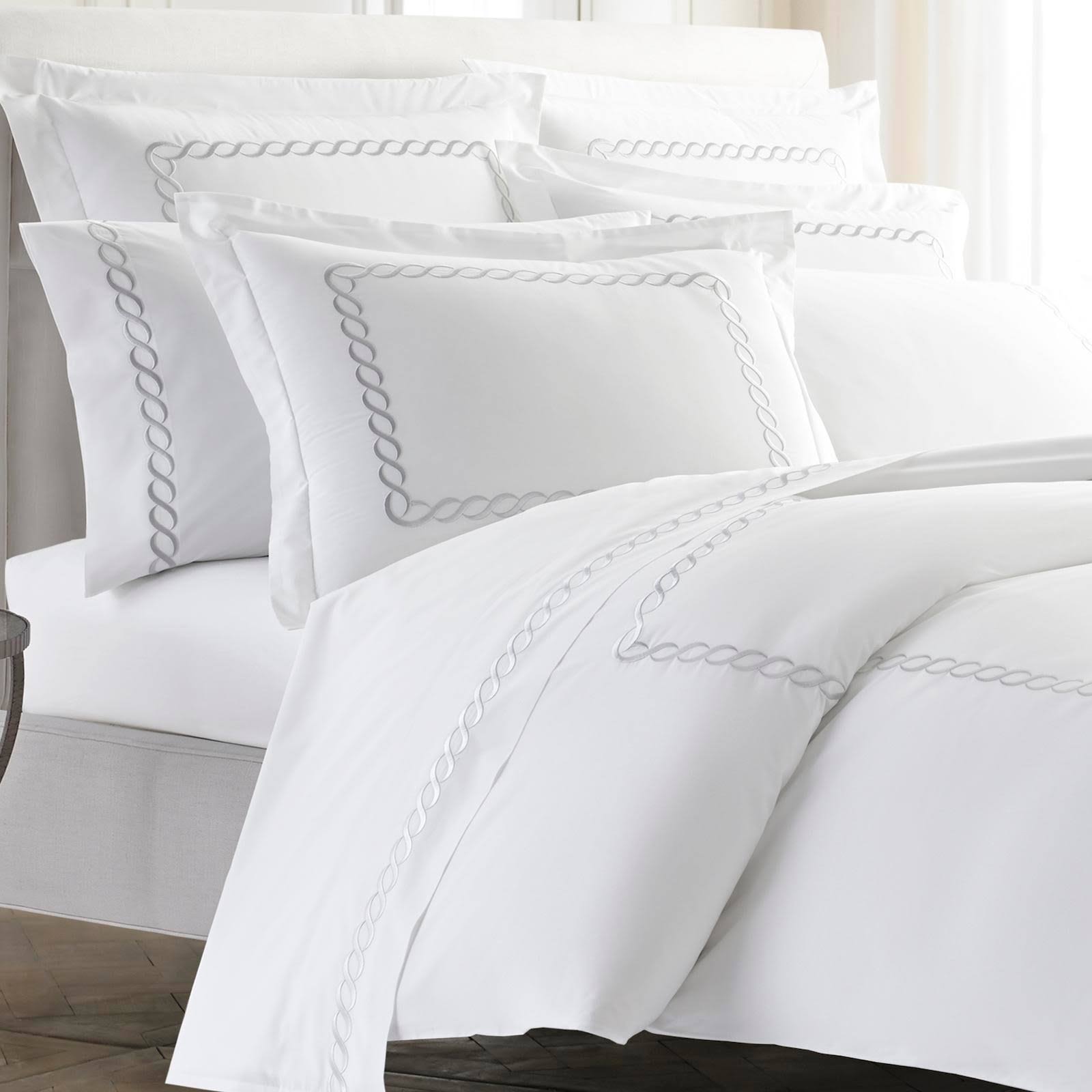Kassatex Full/Queen Catena Duvet COVER, Silver, Full-Queen