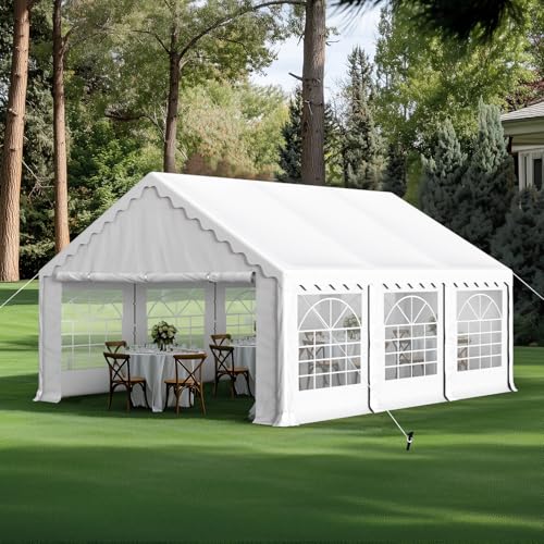 GREEN PARTY 20x40FT Party Tent Heavy Duty, Large Wedding Event Shelters with 7 Carry Bags & Removable Sidewalls, Outdoor Canopy Gazebo Commercial Tents for Parties Carport Camping Garden Patio
