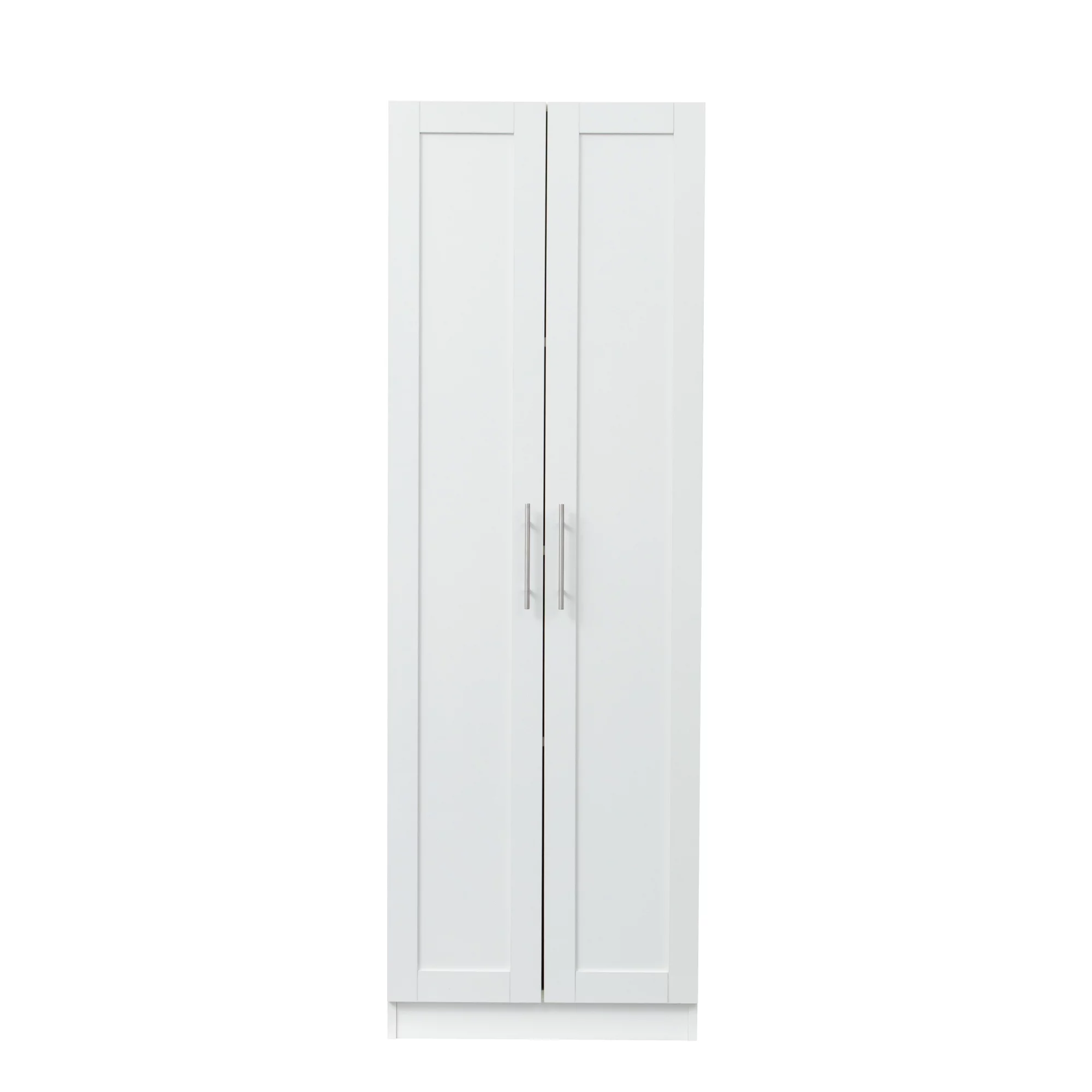 ikayaa High wardrobe and kitchen cabinet with 2 doors and 3 partitions to separate 4 storage spaces, White