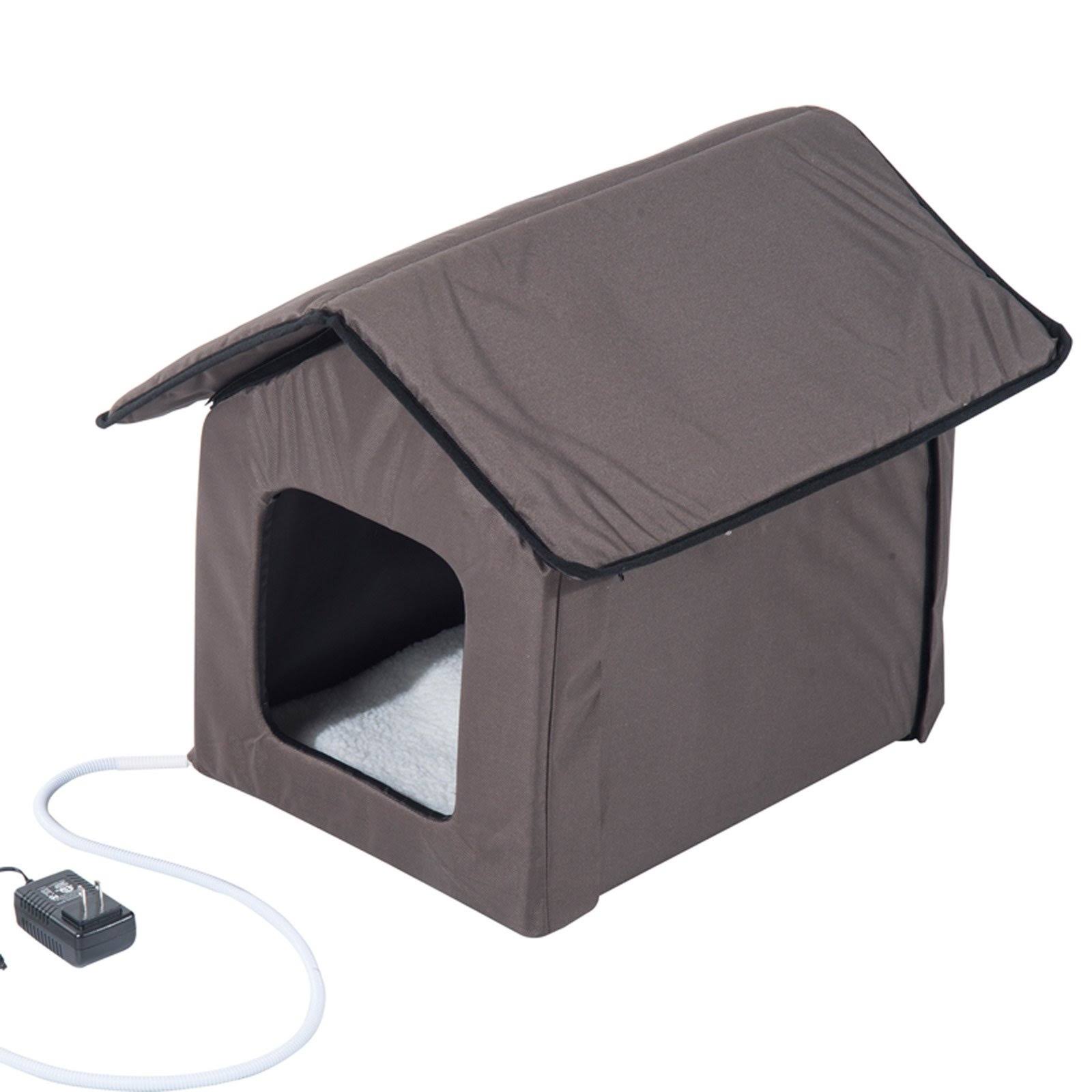 PawHut Outdoor Heated Cat House - Brown