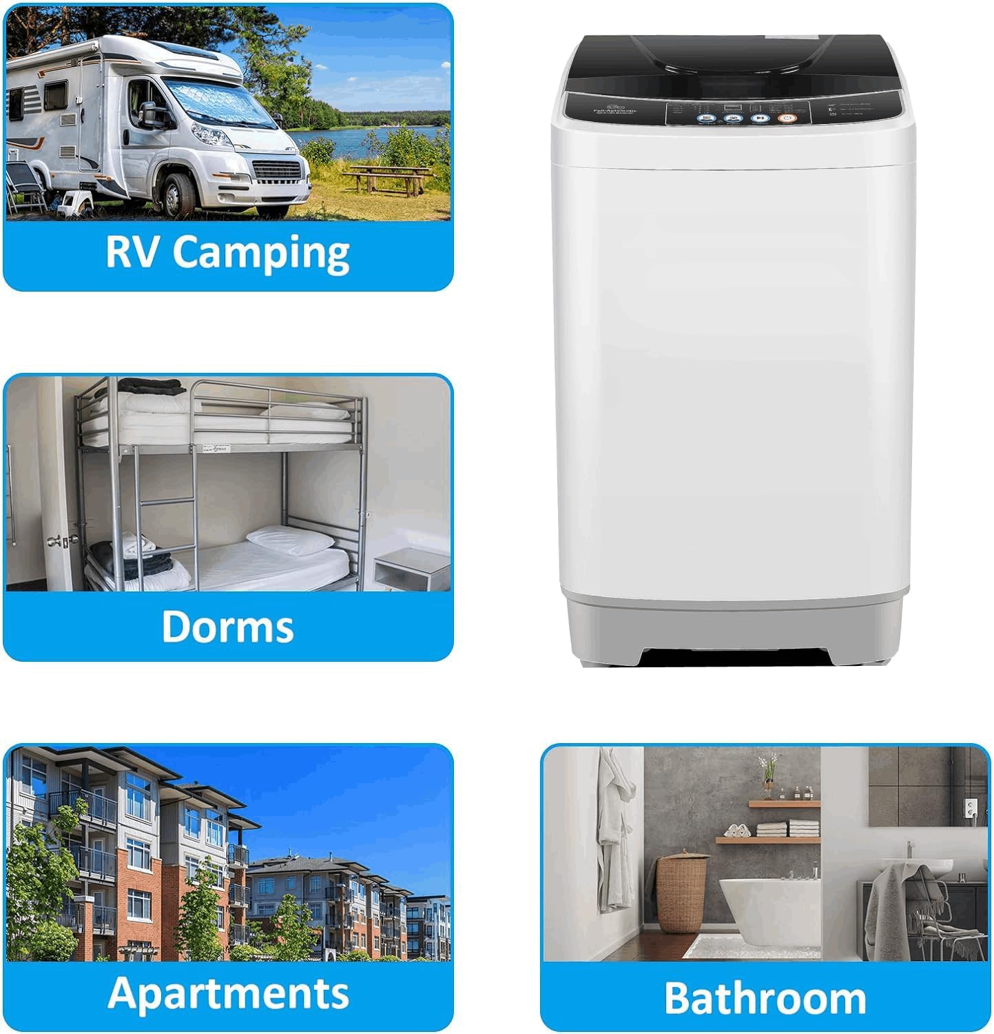 Portable Washing Machine 15.6 Lbs, Portable Washer 2.1 Cu.ft Compact Washer with Drain Pump, 10 Programs & 8 Water Levels, for Apartment/Dorm/RVs