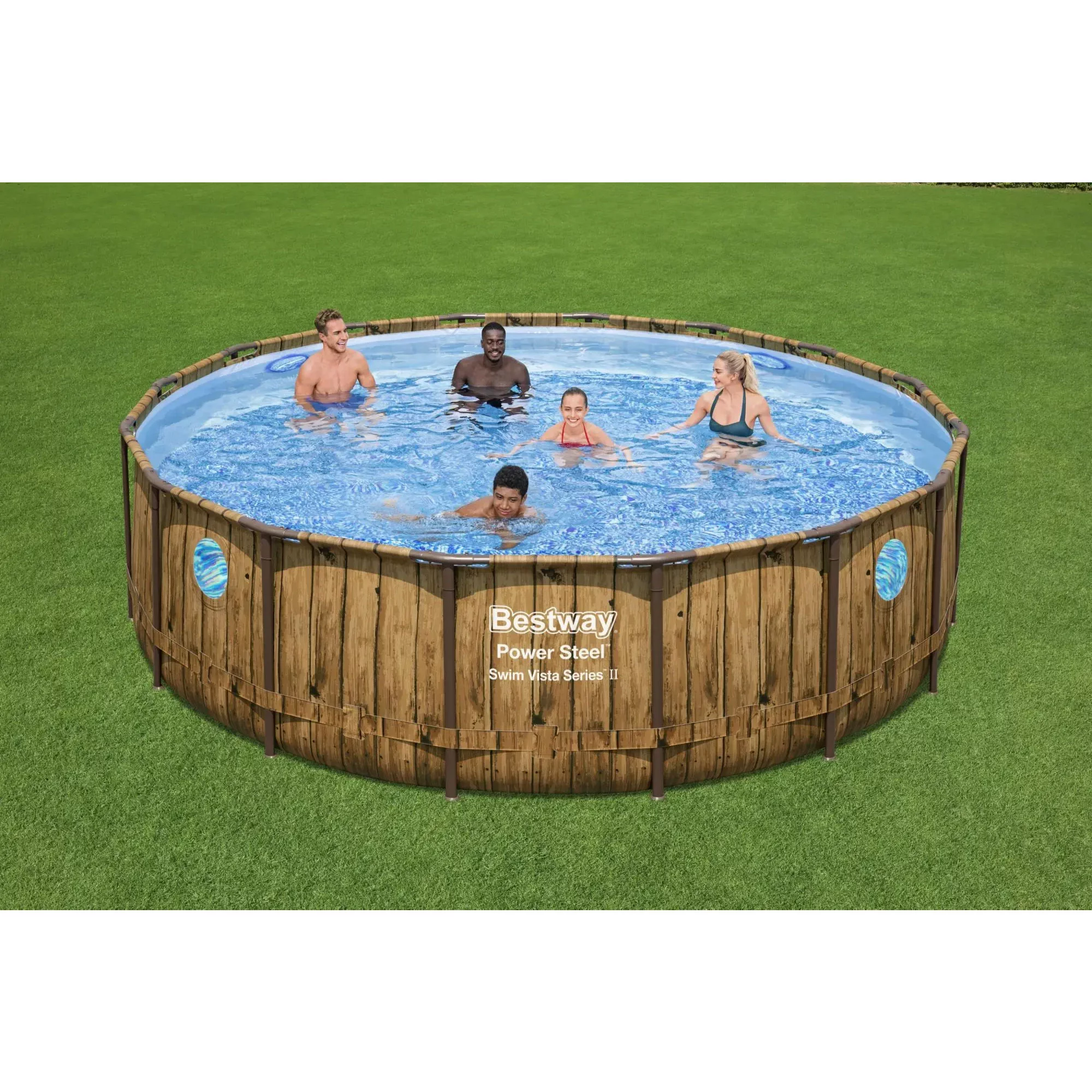 Bestway Power Steel Swim Vista 16ft x4ft Metal Frame Swimming Pool Set & Pump