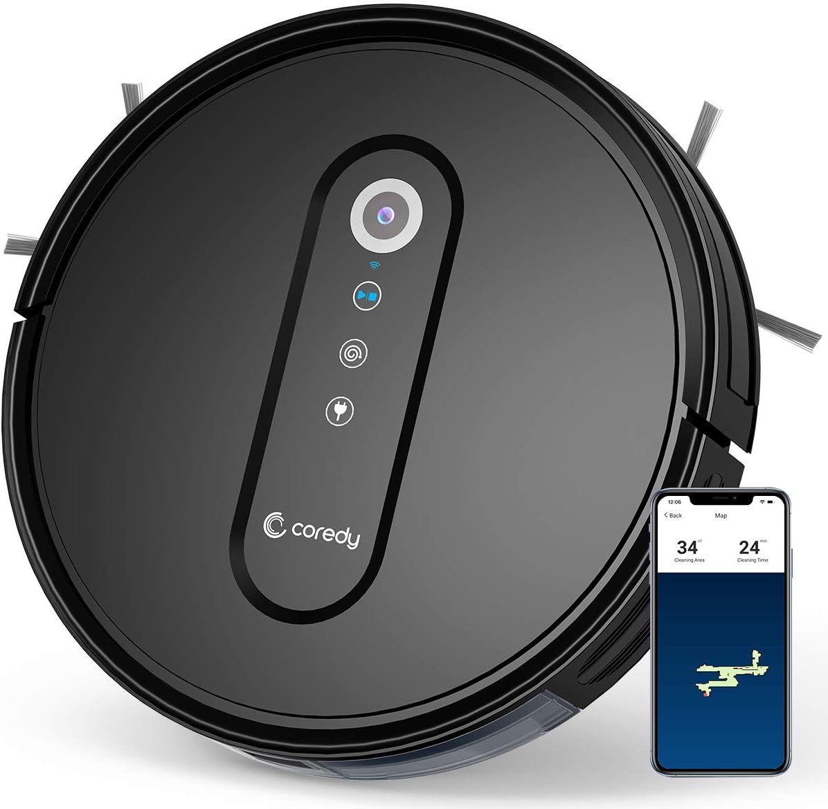 Coredy G800 Smart Navigating Robotic Vacuum, Map Intelligent Technology, Sweep and Mop Robot Vacuum Cleaner with 2000Pa Suction, Compatible with Alexa, Ideal for Pet Hair, Cleans Hard Floor to Carpet