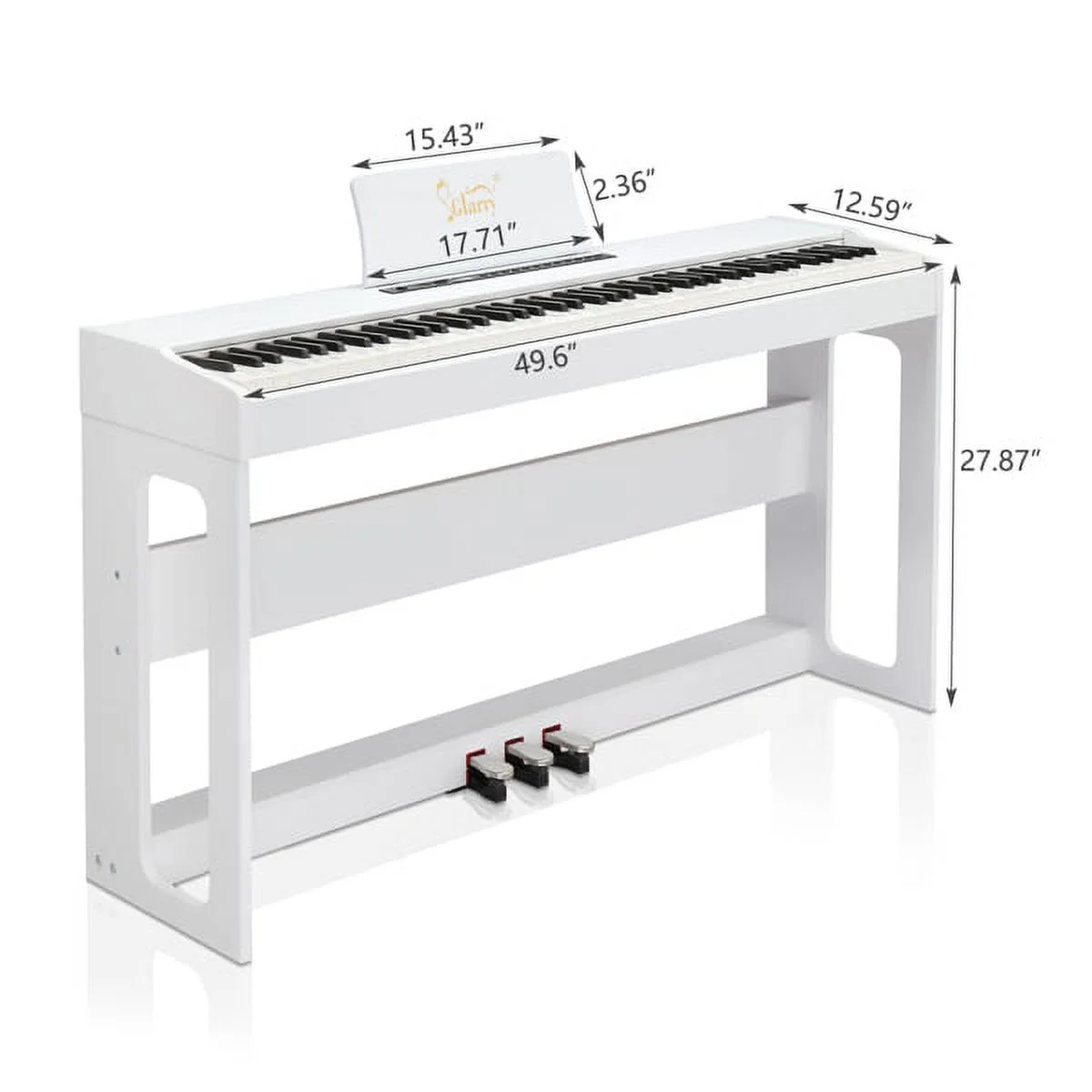 Keyboard Piano, ZPL 88 Keys Full Weighted Keyboards Digital Piano with Stand, Power Adapter, Triple Pedals, Headphone, for All Experience Levels