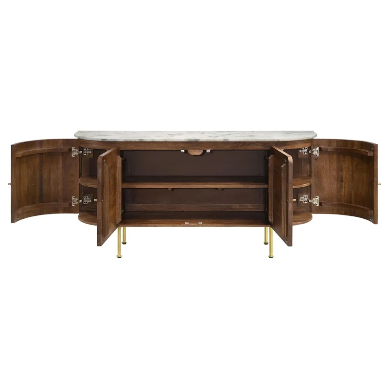 Coaster Ortega 4-door Marble Top Dining Sideboard Server in White and Natural