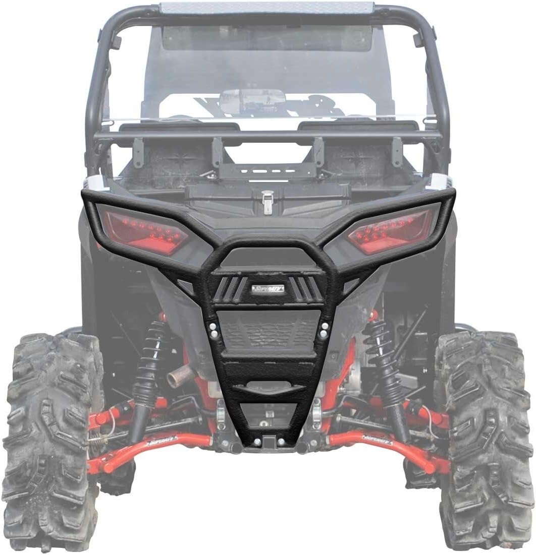 SuperATV Rear Bumper for Polaris RZR 900 (2015-2020) | Made of 1.75" Heavy-Duty Steel Tubing | Red | UV and Rust-Resistant Powder-Coated | Bolt-On Mounting Style | Full Back End Protection