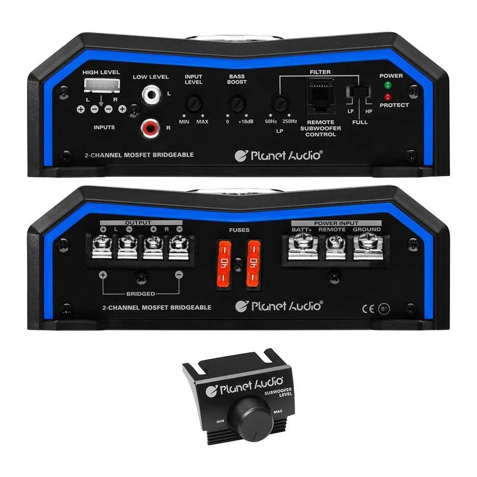 Planet Audio Pulse Series PL3000.2 Class AB 2-Channel Car Amplifier - 3000W
