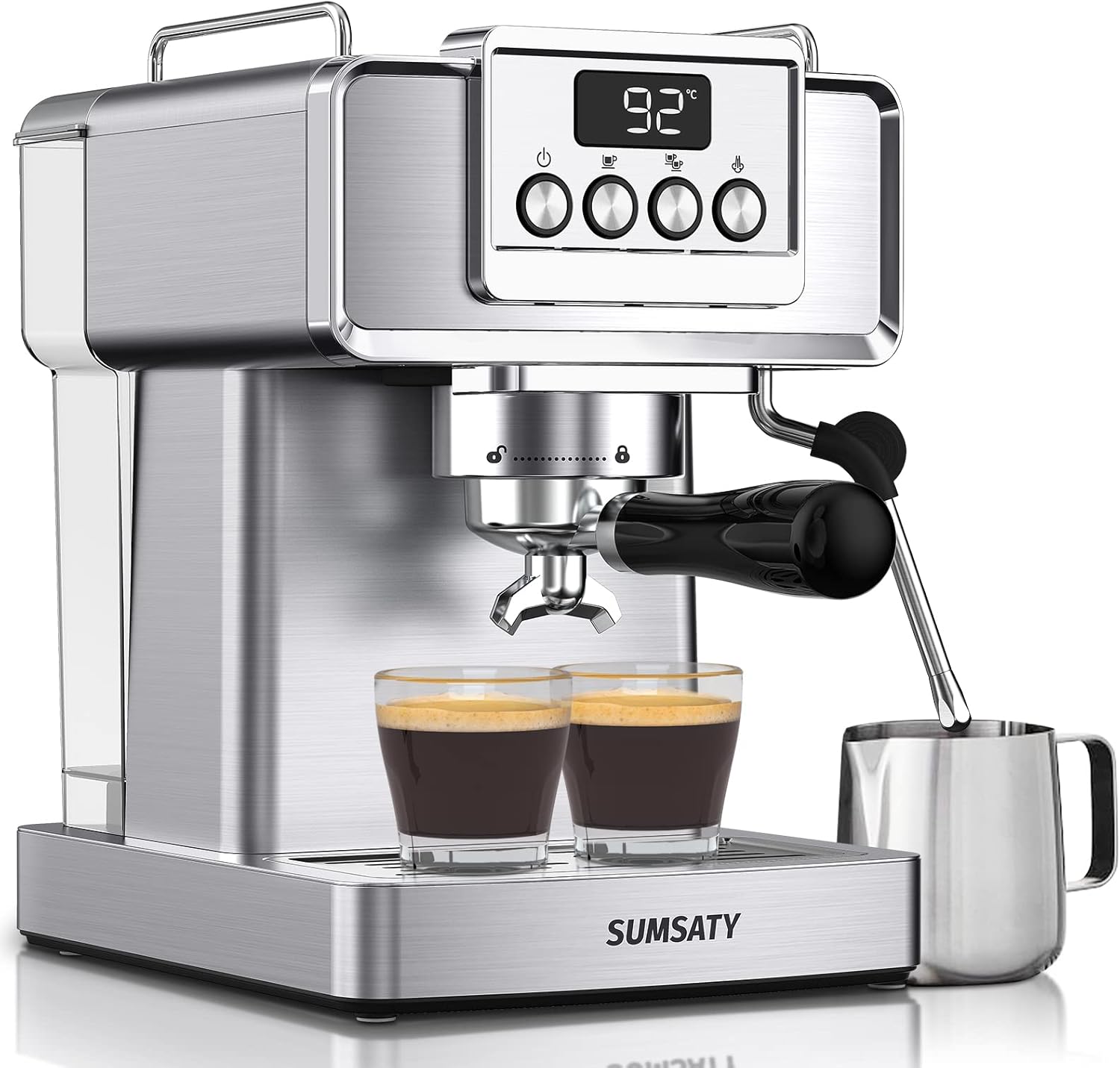 Espresso Machine, Stainless Steel Espresso Machine with Milk Frother for Latte, Cappuccino, Machiato,for Home Espresso Maker, 1.8L Water Tank, 20 Bar
