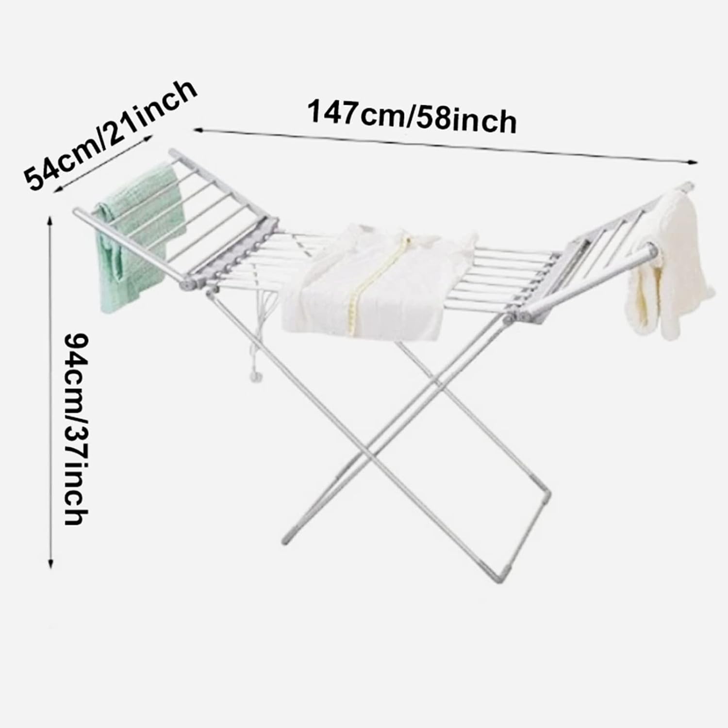Portable Heated Clothes Drying Rack, Electric Heated Clothes Airer Dryer Rack with 18 Heated Bars, Folding Airer Wet Laundry Drying Horse Rack, 230W Energy-Efficient Clothes Dryer