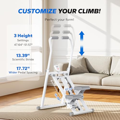 MERACH Stair Stepper for Home Gym Exercise, New Version Vertical Climber Machine for Full-Body Workout, Compact Folding Cardio Exercise Climber with Extended Step Range, Adjustable Handlebar & Pedals