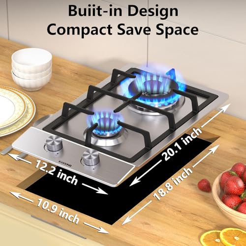 Gas Cooktop, Bulit-in Gas Stove Top, NG/LPG Convertible Cooktops, Propane Cooktop with Thermocouple Protection, Stainless Steel