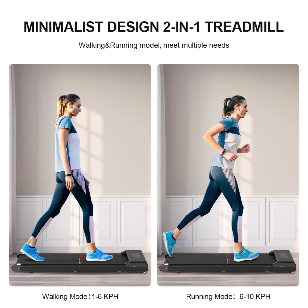 Home Fitness Code Treadmills for Home, Ultra Slim Under Desk Treadmill for Home/Office, No Assembly Required, Black